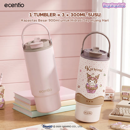 [Kuromi] [HOT] ecentio Tumbler Stainless 900ml Sanrio Portable Thermos Botol Minum Besar Dengan Tas Tahan Panas Dingin 24 Jam Aesthetic Lucu Termos Air Panas Kopi Dengan Sedotan Cocok Untuk Sekolah Anak Laki-Laki