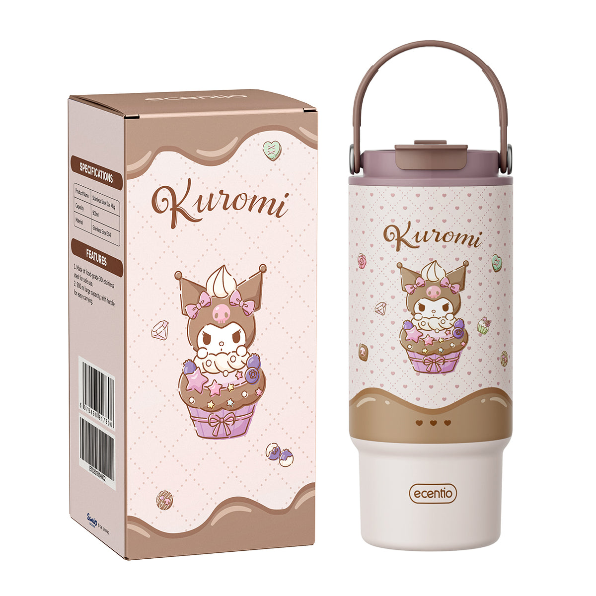 [Kuromi] [HOT] ecentio Tumbler Stainless 900ml Sanrio Portable Thermos Botol Minum Besar Dengan Tas Tahan Panas Dingin 24 Jam Aesthetic Lucu Termos Air Panas Kopi Dengan Sedotan Cocok Untuk Sekolah Anak Laki-Laki