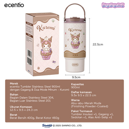 [Kuromi] [HOT] ecentio Tumbler Stainless 900ml Sanrio Portable Thermos Botol Minum Besar Dengan Tas Tahan Panas Dingin 24 Jam Aesthetic Lucu Termos Air Panas Kopi Dengan Sedotan Cocok Untuk Sekolah Anak Laki-Laki