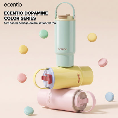 [Dopamine Series] ecentio Tumbler Stainless 900ml Portable Thermos Botol Minum Besar Dengan Tas Tahan Panas Dingin 24 Jam Aesthetic Lucu Termos Air Panas Kopi Dengan Sedotan Cocok Untuk Sekolah Anak Laki-Laki