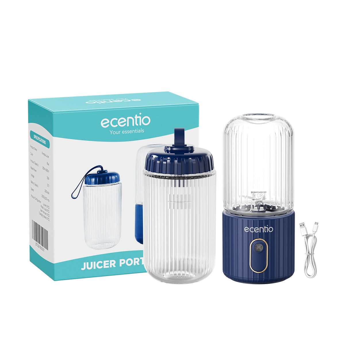 【2024NEW】ecentio Juice 2cup Blender Portable 8 Pisau Blender mini Jus