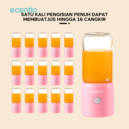 ecentio blender mini jus 380ml 10 mata pisau juicer portabel kaca tahan karat - biru & pink