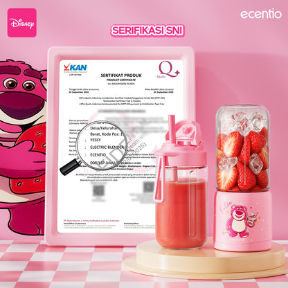 【ORI】ecentio X TOY story juicer blender disney lotso 10 pisau juicer Kaca Tebal 2 Cup mini portable dengan sedotan 380ml+380ml