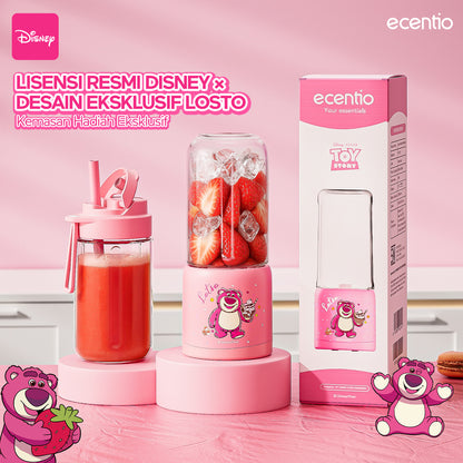 【ORI】ecentio X TOY story juicer blender disney lotso 10 pisau juicer Kaca Tebal 2 Cup mini portable dengan sedotan 380ml+380ml