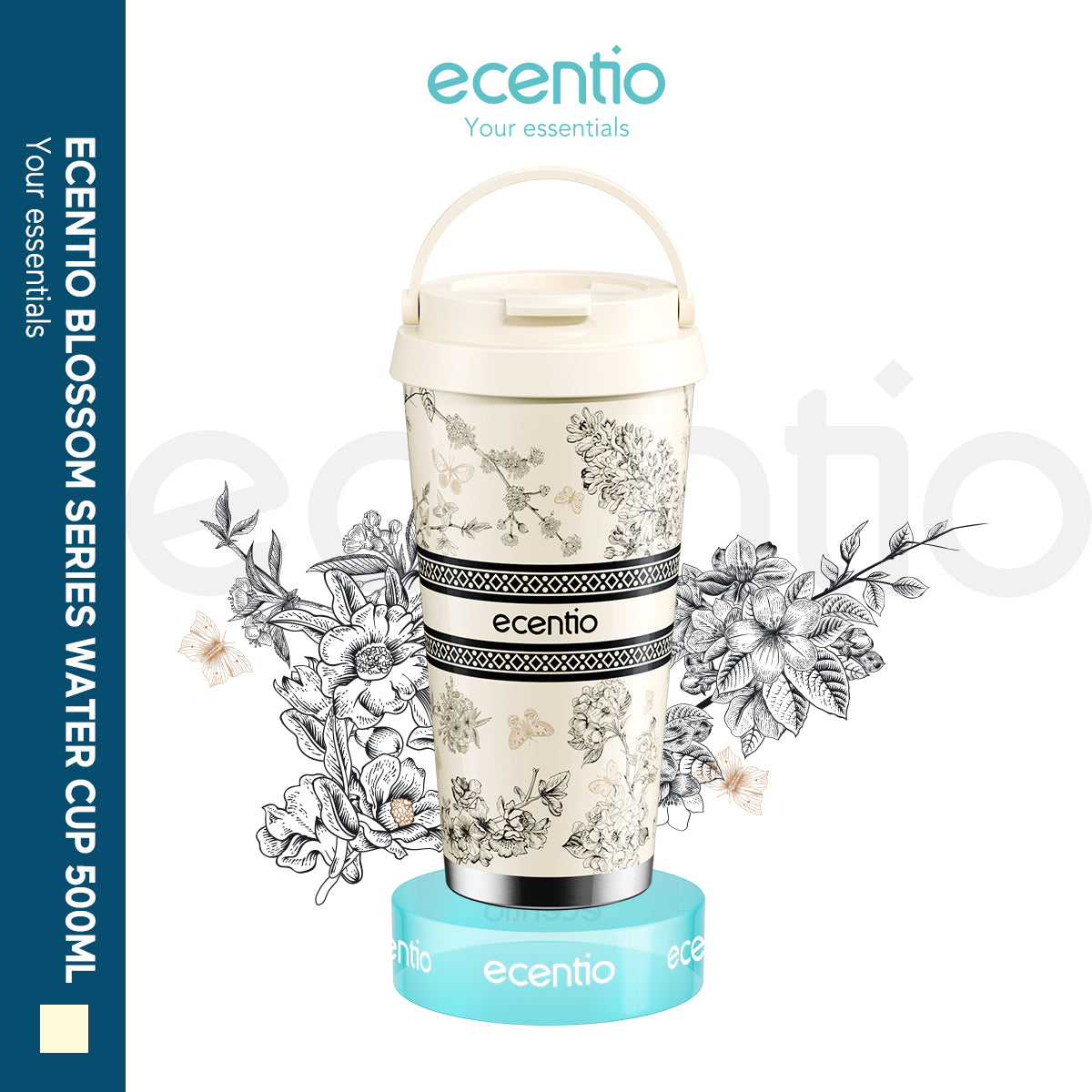 ecentio Tumblr Portabel Seri Blossom 500ml Botol minum stainless