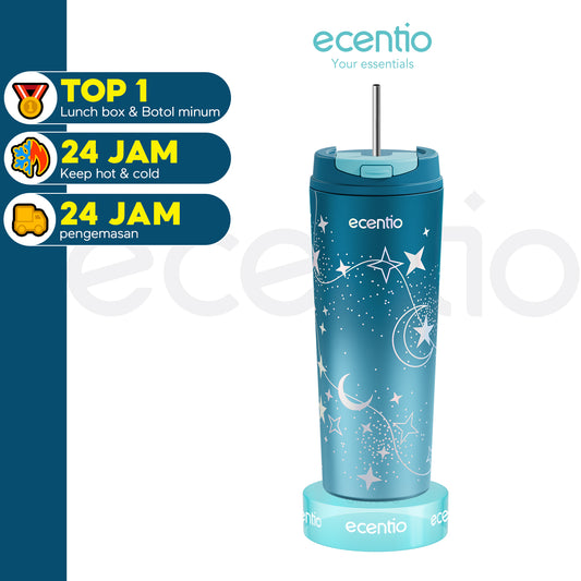 ecentio tumbler coffee seri bersinar dengan gradasi warna 650ml