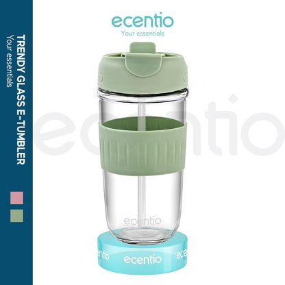 ecentio botol air minum sedotan tempat minum lucu kaca 500ML - ecentio