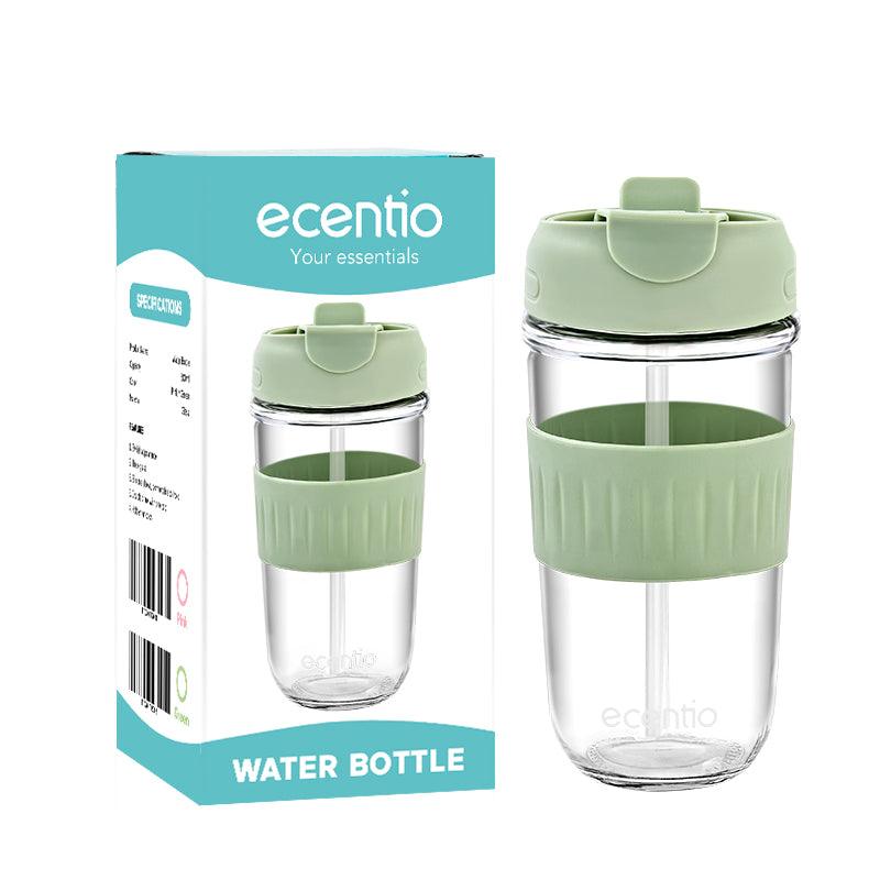ecentio botol air minum sedotan tempat minum lucu kaca 500ML - ecentio