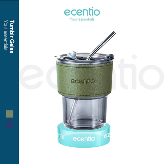 ecentio Botol Minum Gelas Kaca Tumbler Coffee cup  400ml