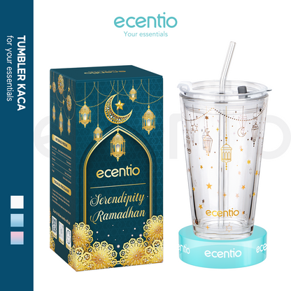 ecentio Mug gelas 450ml ramadan hampers botol minum kaca