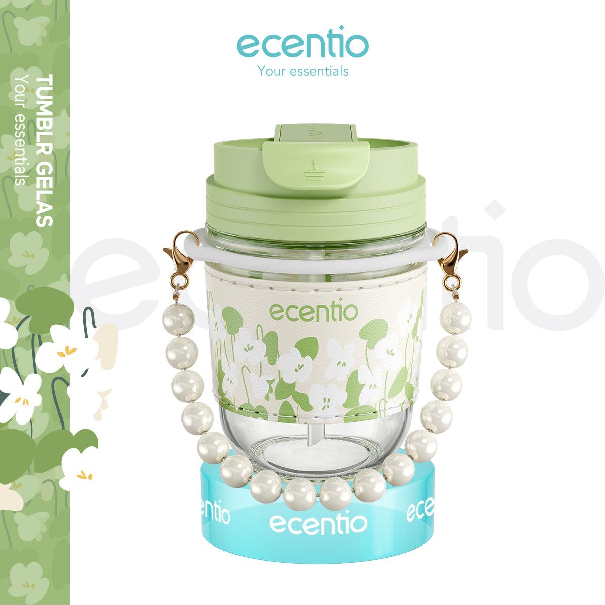 ecentio “Green Whispers” tumblers Botol Minum Pearl Glass 350ML - ecentio