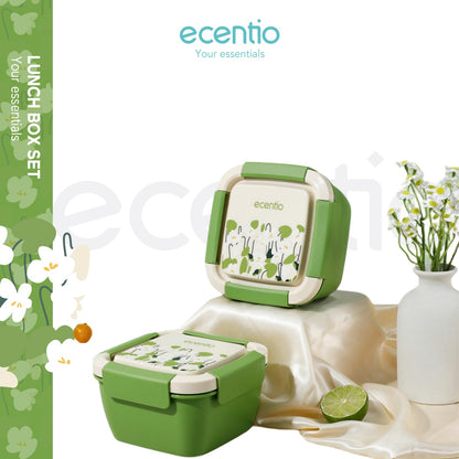 ecentio "Green whispers"lunch box kotak bekal makan free kotak saus 1100ML BPA Free - ecentio