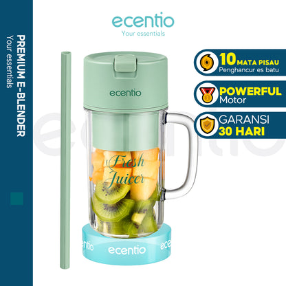 ecentio Ekstraktor Juicer 10 mata pisau Straw Cup 320ml Blender portable