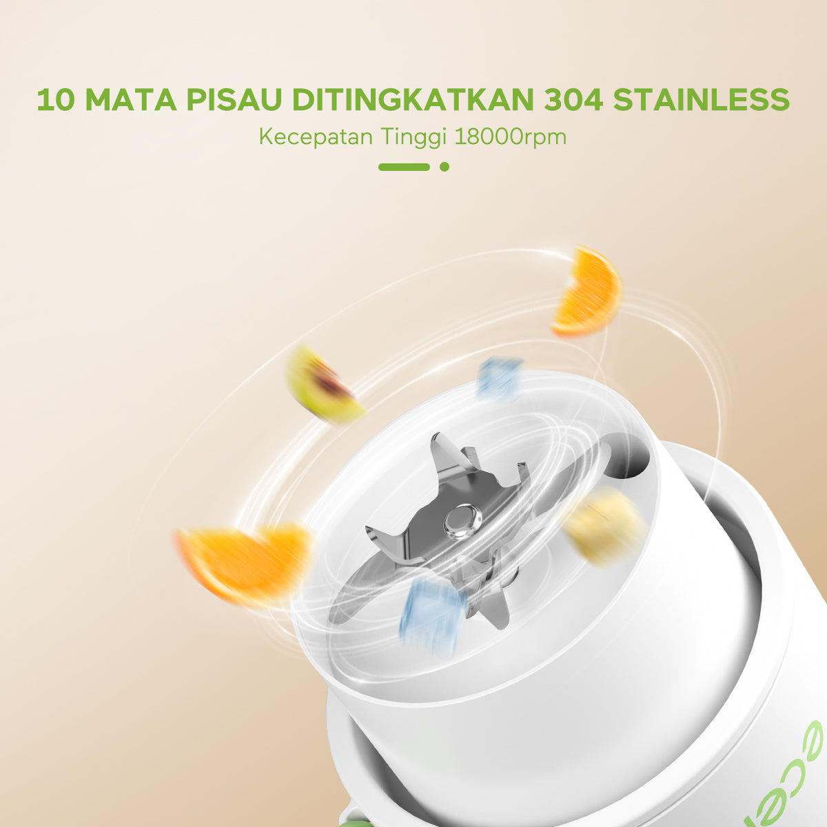 【BUY 1 GET 2】ecentio Portable Juicer Straw Cup 10 mata pisau 340ML Blender mini