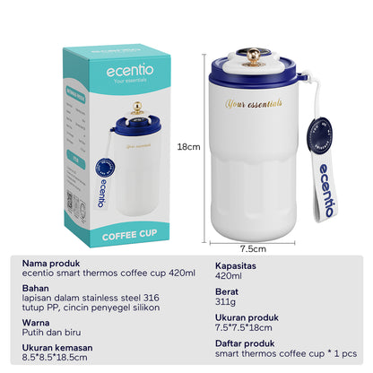 ecentio thermos tumbler vacuum mug stainless steel mug kopi LED 420ml