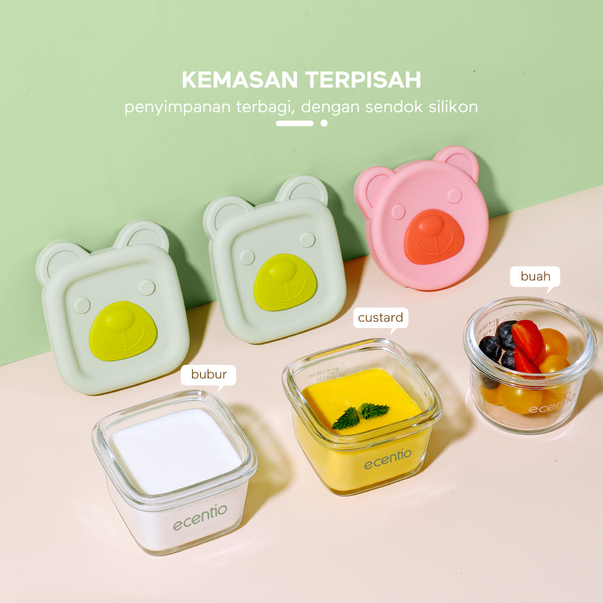 ecentio Kotak Makanan Tambahan Anak Set 3 Pcs - ecentio