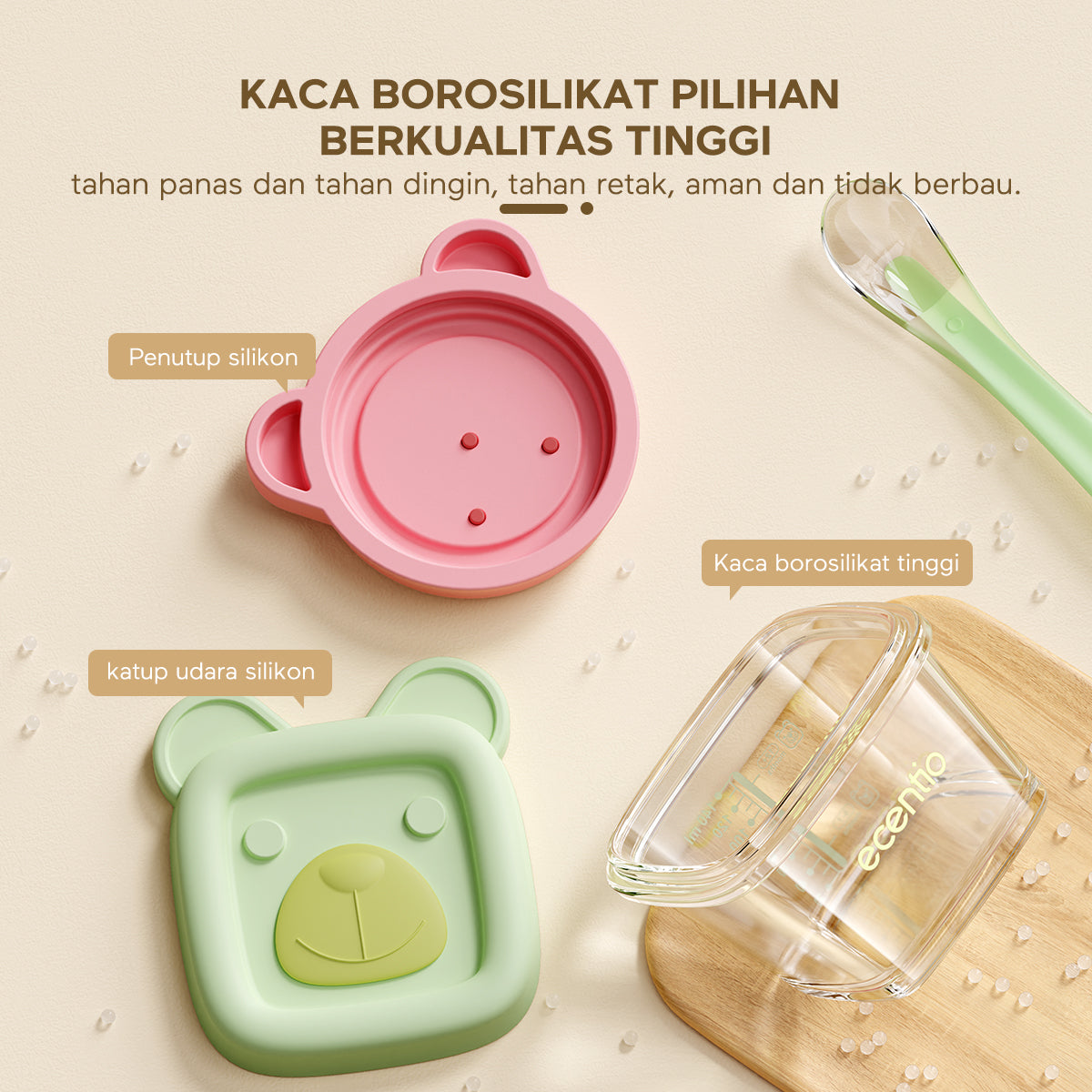 ecentio Kotak Makanan Tambahan Anak Set 3 Pcs - ecentio