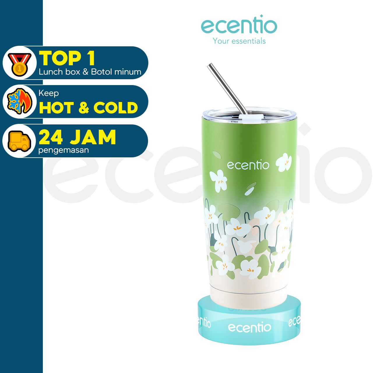 ecentio "Green Whispers" Botol Minum tumbler Termos Bottle 550ml