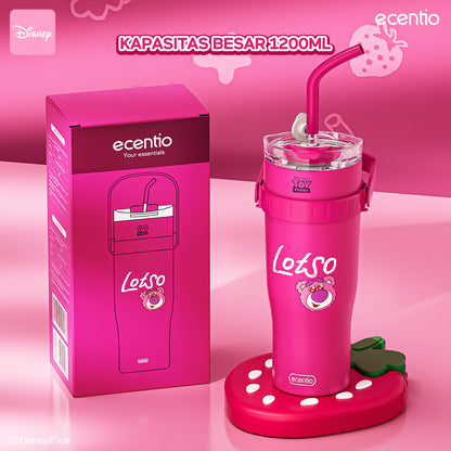 【Original】ecentio tumbler stainless 1.2L Disney Lotso tahan dingin 24jam botol dengan sedotan