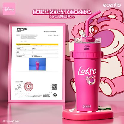 【Original】ecentio tumbler stainless 1.2L Disney Lotso tahan dingin 24jam botol dengan sedotan