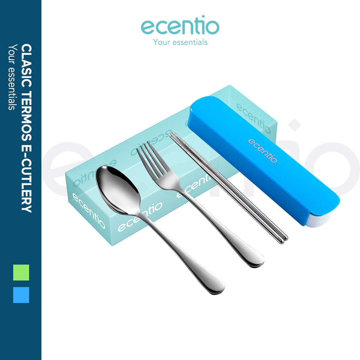 ecentio Sendok SetGarpu Sumpit Stainless Steel + Kotak - ecentio