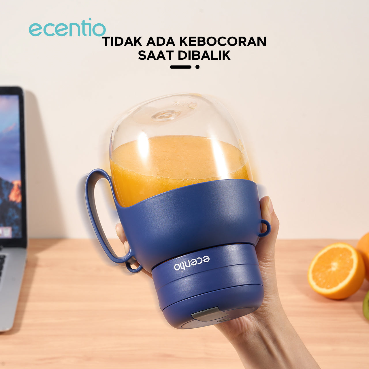 ecentio juicer portable 1000ml 10 mata pisau stainless 304 dengan sedotan blender mini