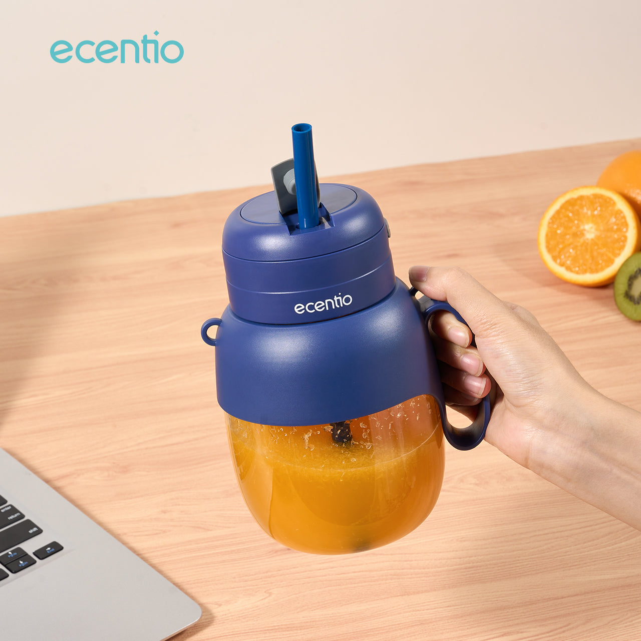 ecentio juicer portable 1000ml 10 mata pisau stainless 304 dengan sedotan blender mini