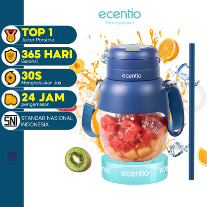 ecentio juicer portable 1000ml 10 mata pisau stainless 304 dengan sedotan blender mini