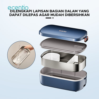 ecentio lunch box 304 stainless anti tumpah electric portable kotak makan