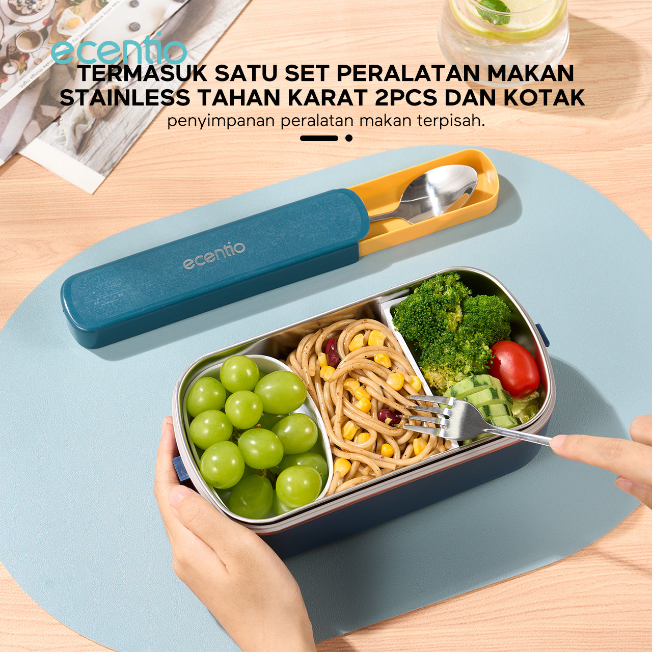 【🌟Pre-Order】zecentio lunch box electric portable 304 stainless set tas bekal 36W free sendok tempat makan