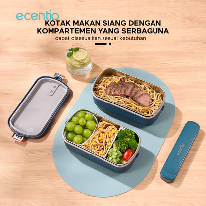 【🌟Pre-Order】ecentio lunch box 304 stainless anti tumpah electric portable kotak makan