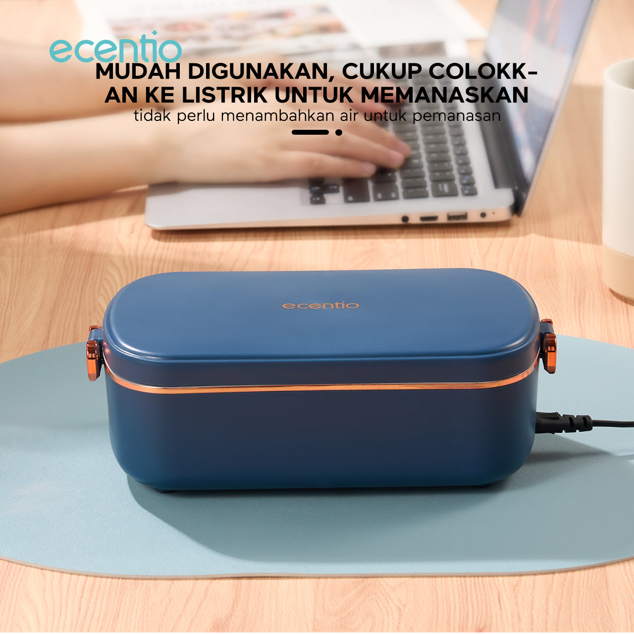 ecentio lunch box 304 stainless anti tumpah electric portable kotak makan