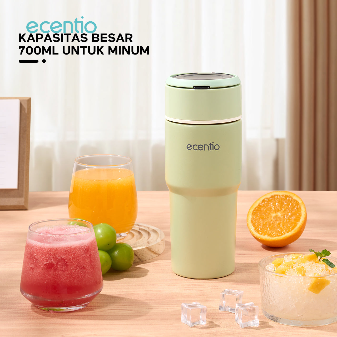 ecentio juicer cup 10 mata pisau tahan dingin 8 jam stainless 316 blender mini portable 700ml