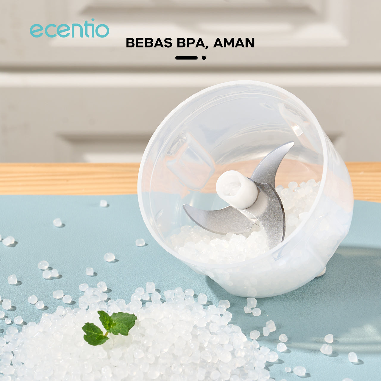 ecentio chopper mini kaca 2in1 Blender 6 pisau+3 pisau Penggiling Daging 350ml+250ml Food Processor portable