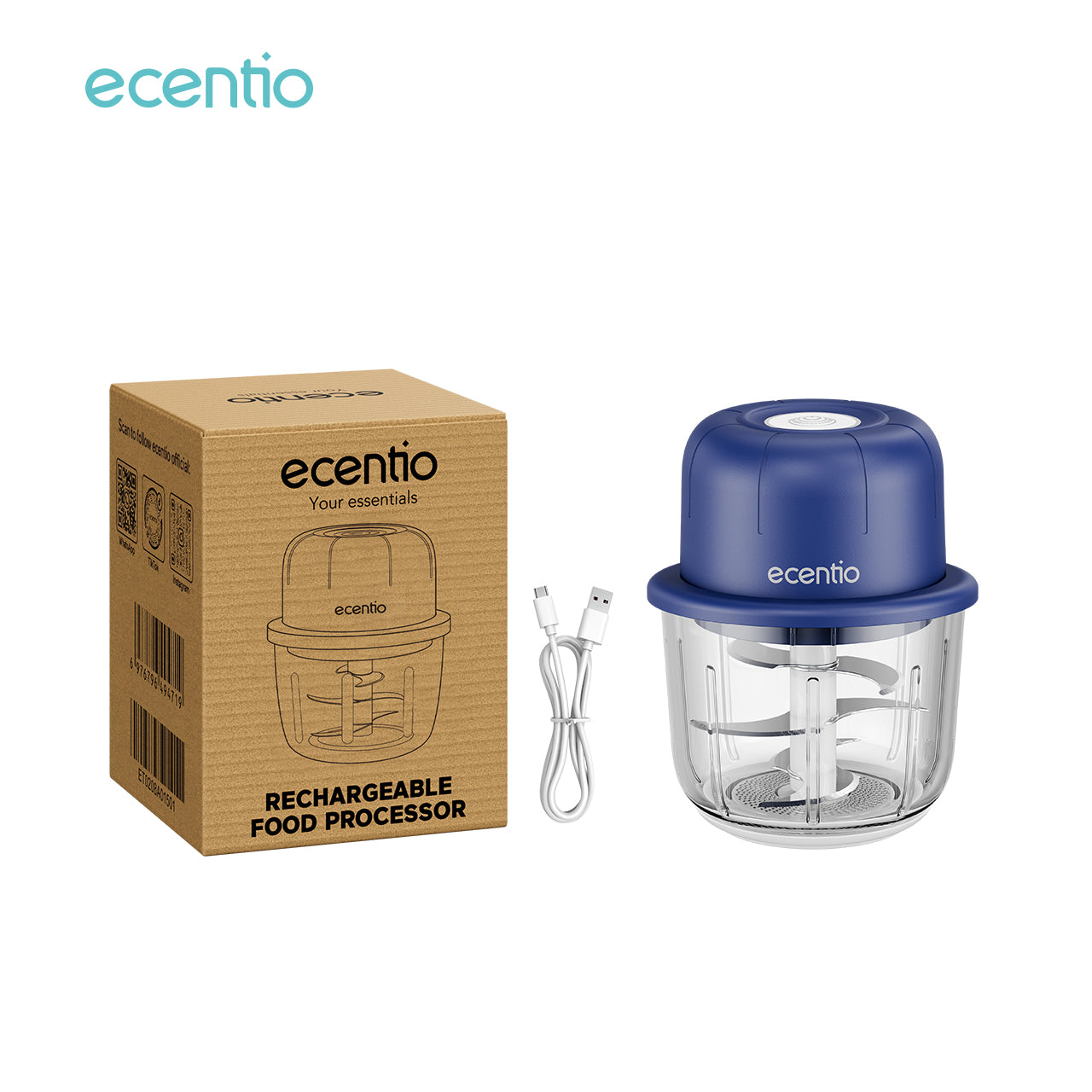 ecentio chopper mini 6 pisau 350ml kaca blender portable cope bumbu