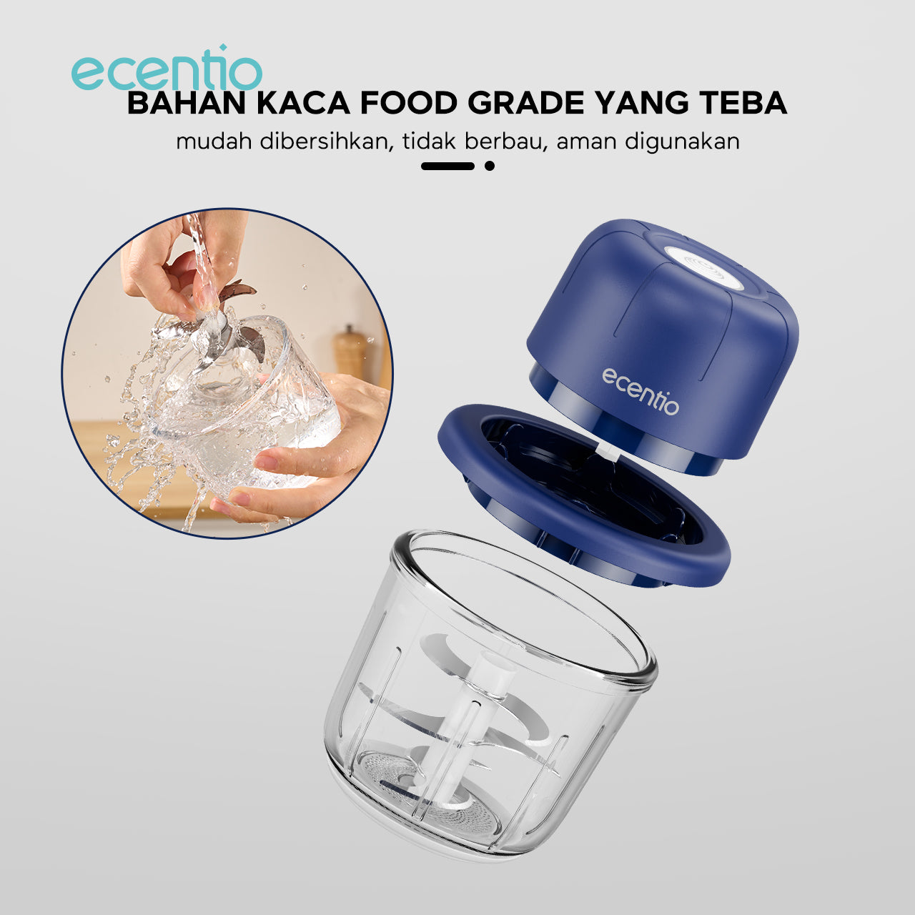 ecentio chopper mini 6 pisau 350ml kaca blender portable cope bumbu