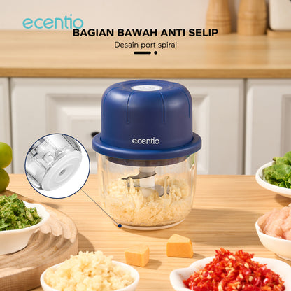 ecentio chopper mini 6 pisau 350ml kaca blender portable cope bumbu