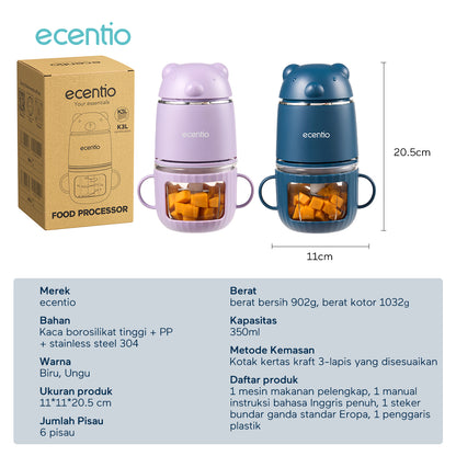 ecentio Food Processor Food Chopper 350ml Mesin Penghalus Daging dan Buah Garansi Resmi 1 Tahun