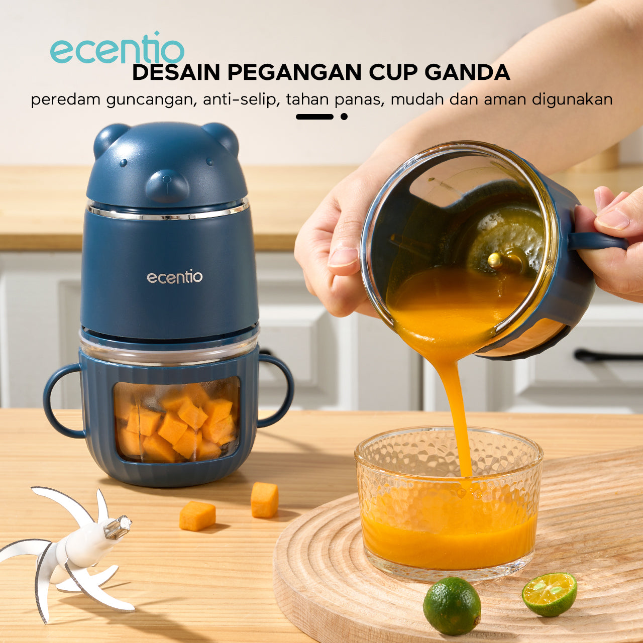 ecentio Food Processor Food Chopper 350ml Mesin Penghalus Daging dan Buah Garansi Resmi 1 Tahun