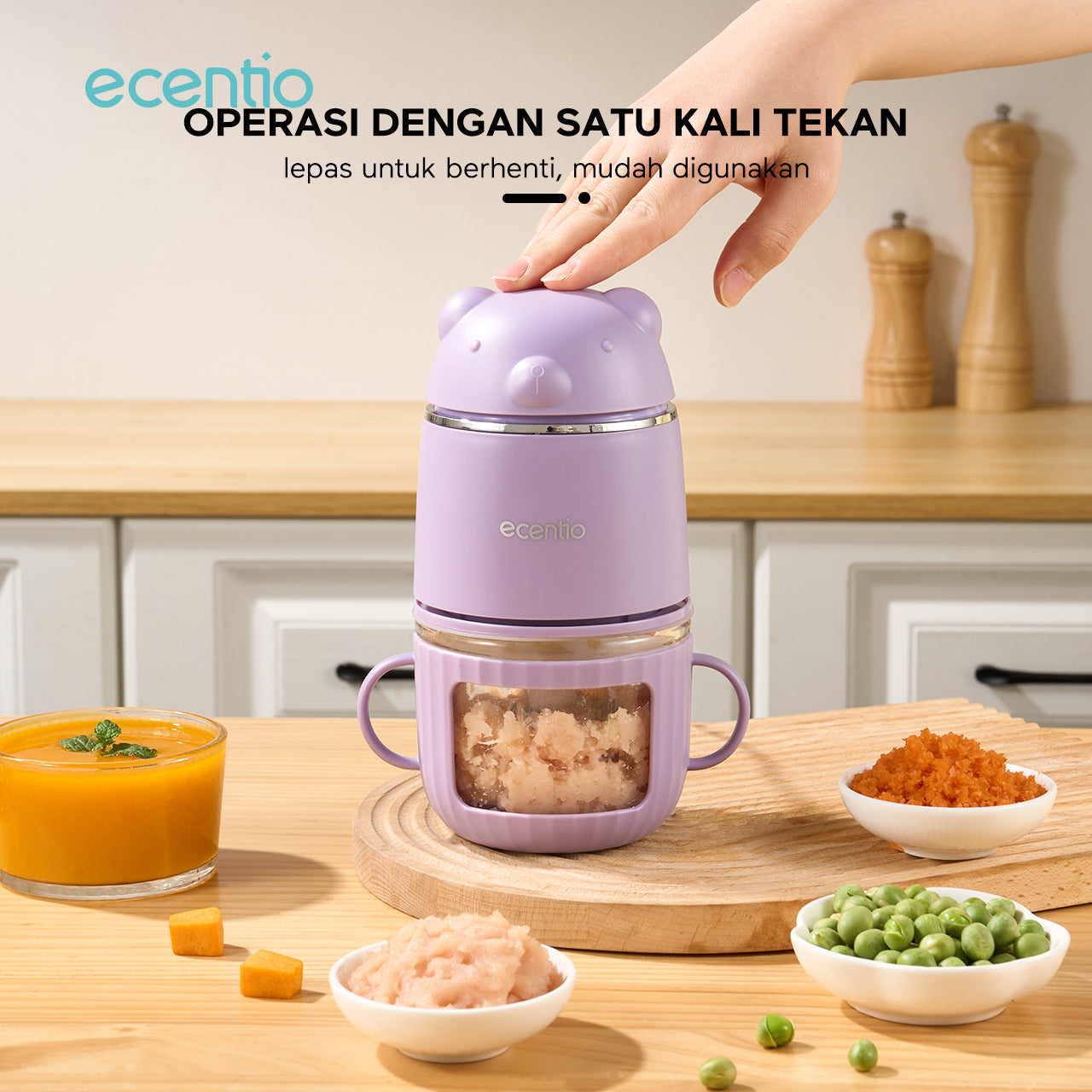 ecentio Food Processor Food Chopper 350ml Mesin Penghalus Daging dan Buah Garansi Resmi 1 Tahun