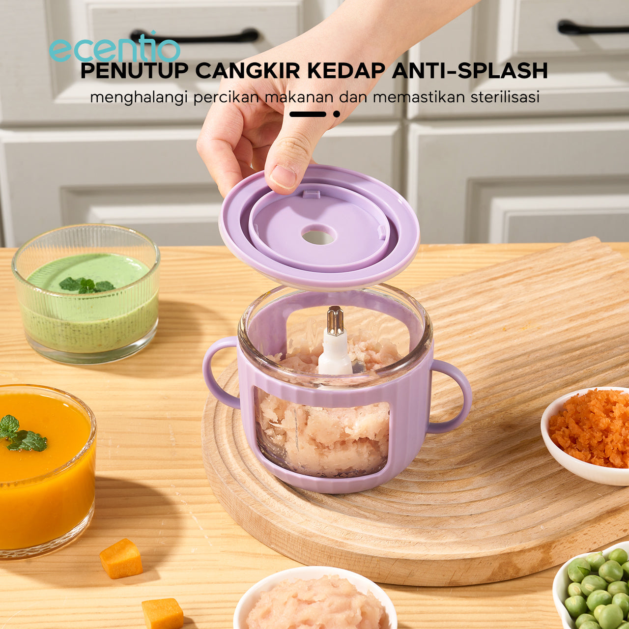 ecentio Food Processor Food Chopper 350ml Mesin Penghalus Daging dan Buah Garansi Resmi 1 Tahun