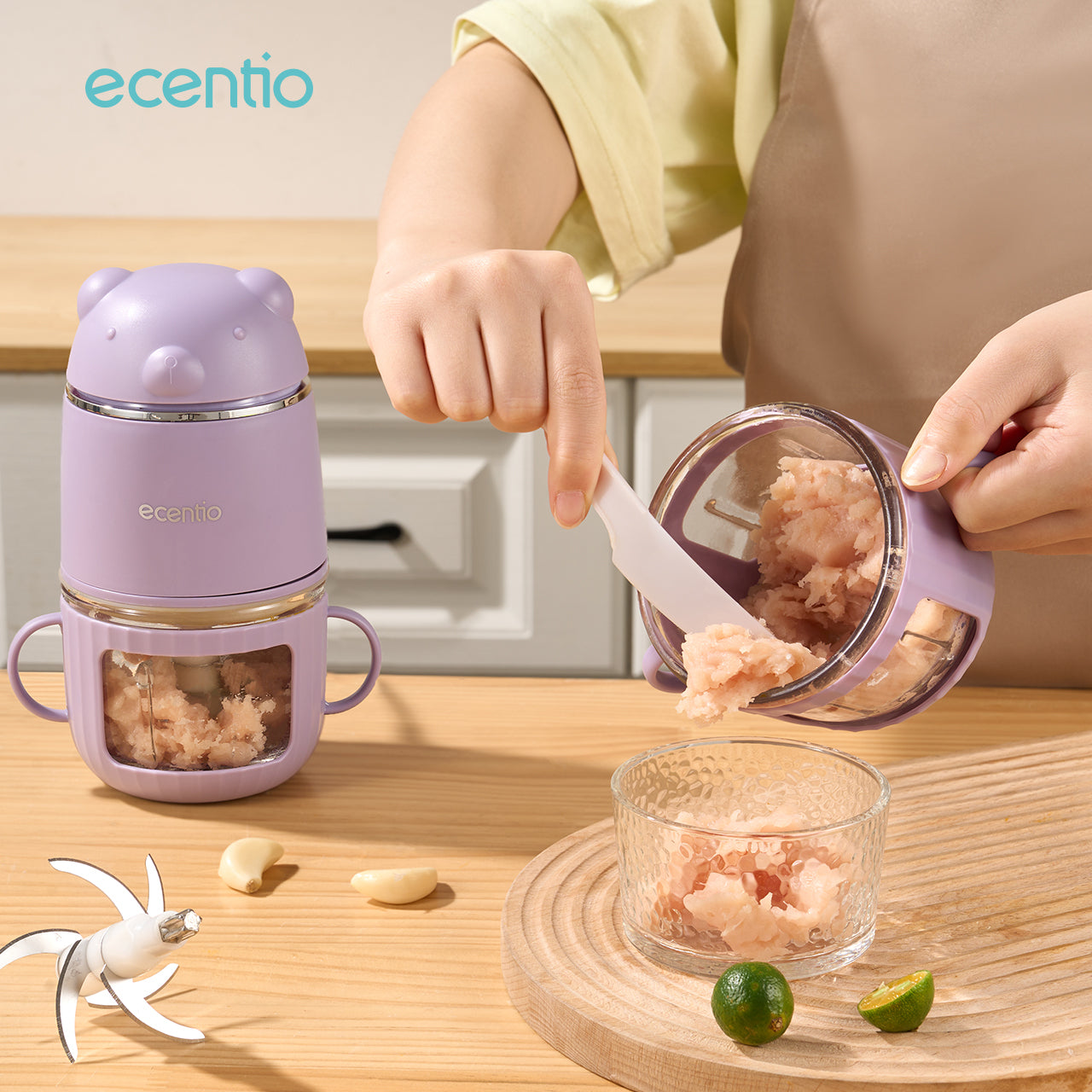 ecentio Food Processor Food Chopper 350ml Mesin Penghalus Daging dan Buah Garansi Resmi 1 Tahun