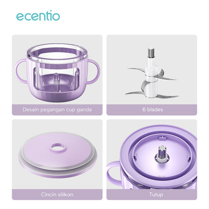 ecentio Food Processor Food Chopper 350ml Mesin Penghalus Daging dan Buah Garansi Resmi 1 Tahun