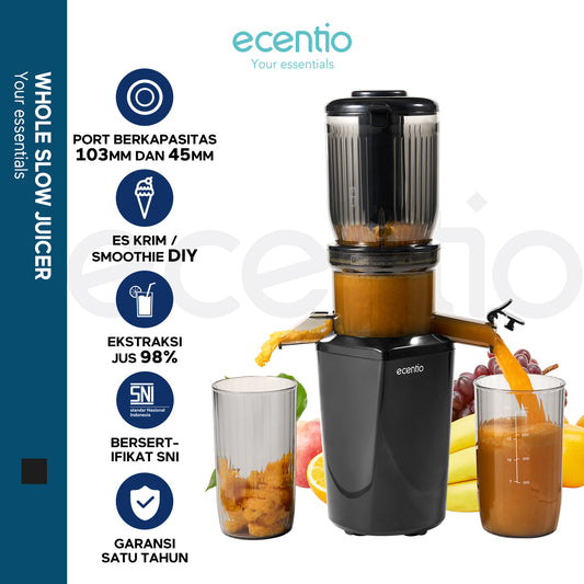 ecentio slow juicer portable 103mm caliber multifungsi blender 550ml+600ml garansi satu tahun