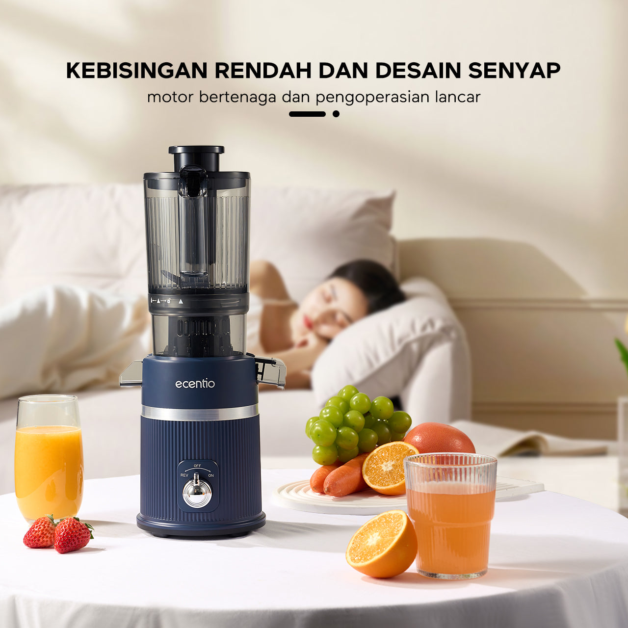 ecentio slow juicer portable 112mm caliber multifungsi blender 550ml+600ml garansi satu tahun