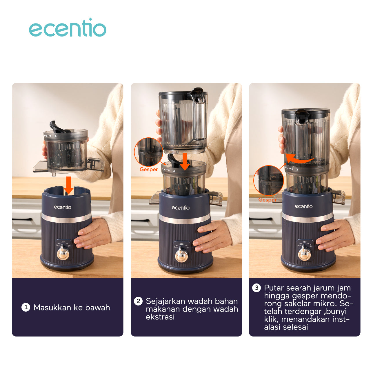 ecentio slow juicer portable 112mm caliber multifungsi blender 550ml+600ml garansi satu tahun