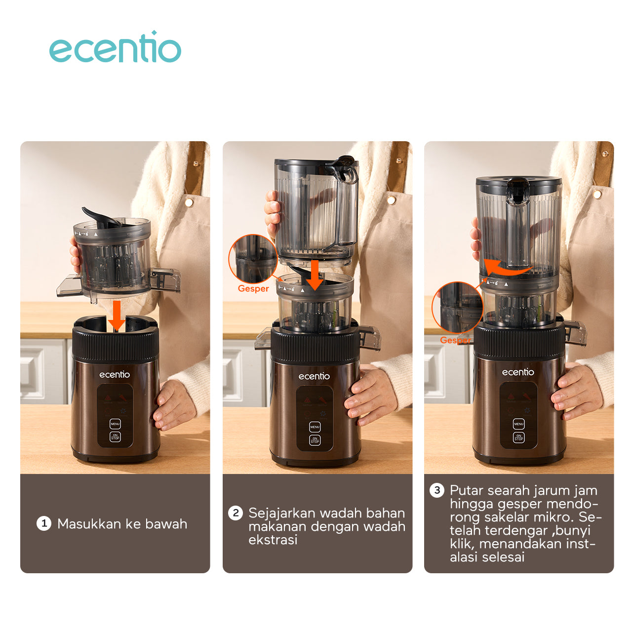 【🌟Pre-Order】ecentio slow juicer portable 112mm caliber dan Smart Touch multifungsi blender 550ml+600ml garansi satu tahun