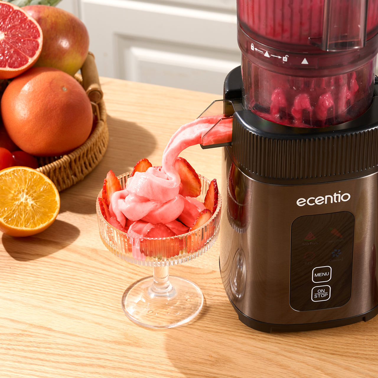 ecentio slow juicer portable 112mm caliber dan Smart Touch multifungsi blender 550ml+600ml garansi satu tahun