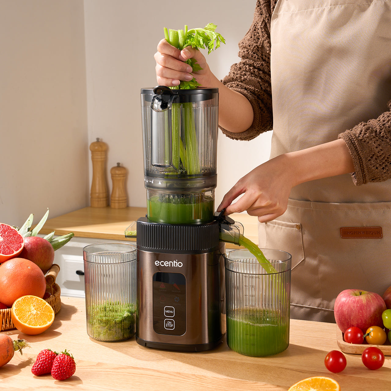 【🌟Pre-Order】ecentio slow juicer portable 112mm caliber dan Smart Touch multifungsi blender 550ml+600ml garansi satu tahun