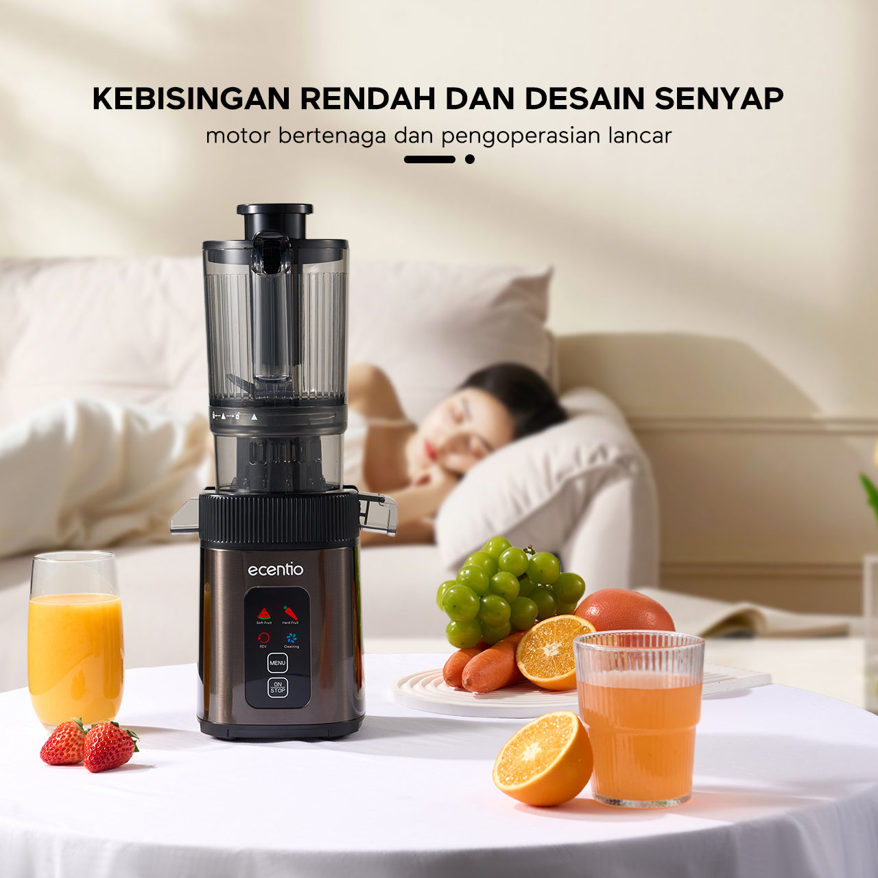 ecentio slow juicer portable 112mm caliber dan Smart Touch multifungsi blender 550ml+600ml garansi satu tahun